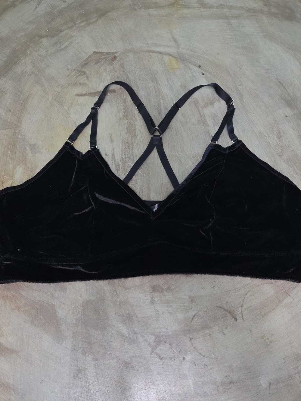 Velvet Crisscross Bralette in Black - Women Intimates & Sleepwear